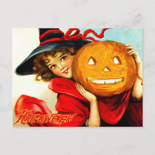 Happy Halloween van de Witch in Red Briefkaart (Voorkant)
