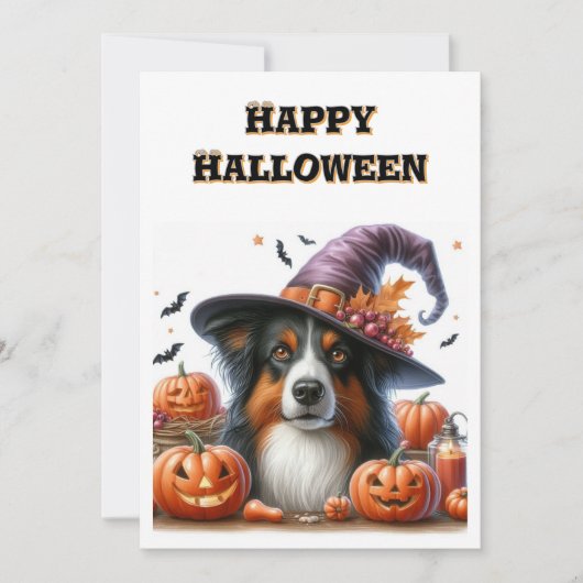Happy Halloween van Dog Schattige Flat Holiday Kaa Feestdagenkaart (Voorkant)