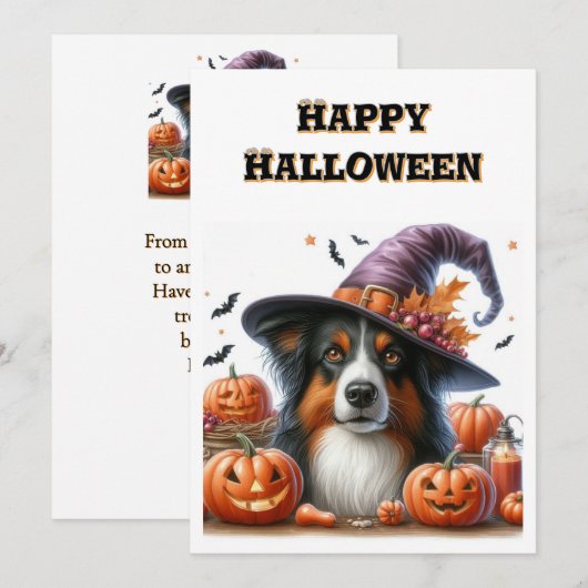 Happy Halloween van Dog Schattige Flat Holiday Kaa Feestdagenkaart (Voorkant / Achterkant)