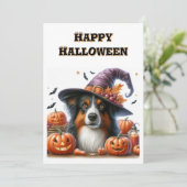 Happy Halloween van Dog Schattige Flat Holiday Kaa Feestdagenkaart (Staand voorkant)