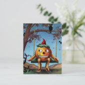 Happy Halloween van Pumpkin op een Swing Briefkaart (Staand voorkant)