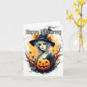 Happy Halloween | Verblijf Witchy Kaart (Gele Bloem)