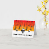 Happy Halloween Verjaardag sinaasappel zwart met s Kaart (Gele Bloem)