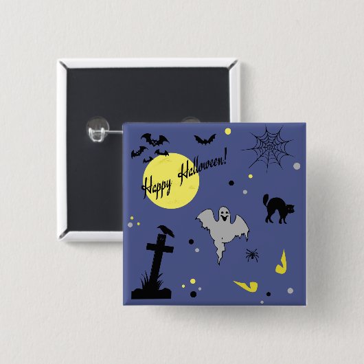 Happy Halloween Vierkante Button 5,1 Cm (Voorkant /achterkant)