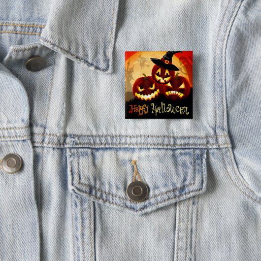 Happy Halloween Vierkante Button 5,1 Cm (In situ)