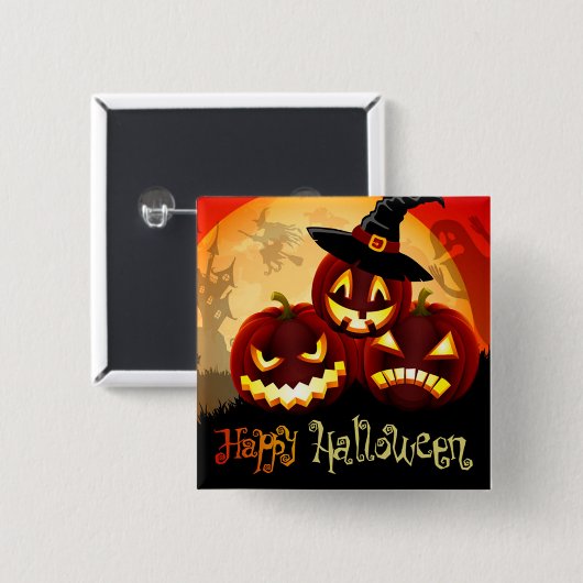 Happy Halloween Vierkante Button 5,1 Cm (Voorkant /achterkant)