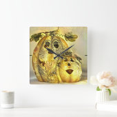 Happy Halloween Vierkante Klok (Huis)