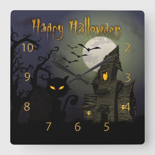 Happy Halloween Vierkante Klok (Voorkant)