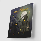 Happy Halloween Vierkante Klok (Hoek)
