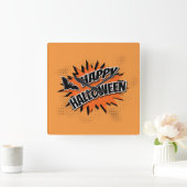 Happy Halloween Vierkante Klok (Huis)