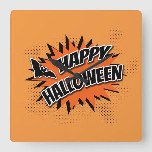 Happy Halloween Vierkante Klok (Voorkant)
