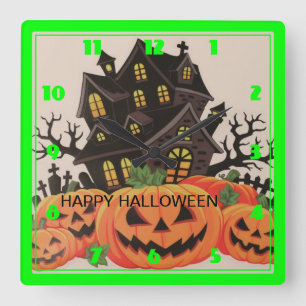 HAPPY HALLOWEEN VIERKANTE KLOK