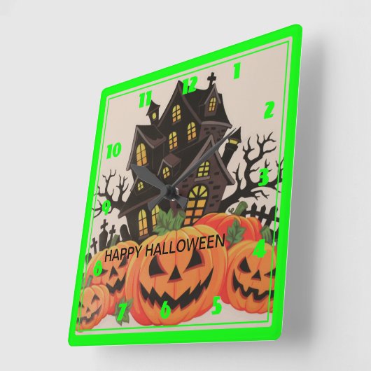 HAPPY HALLOWEEN VIERKANTE KLOK (Hoek)