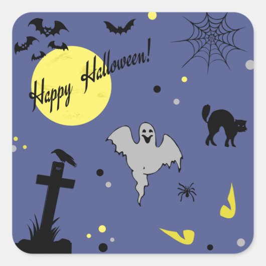 Happy Halloween Vierkante Sticker (Voorkant)