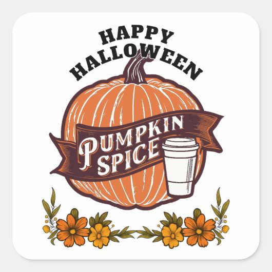 Happy Halloween Vierkante Sticker (Voorkant)