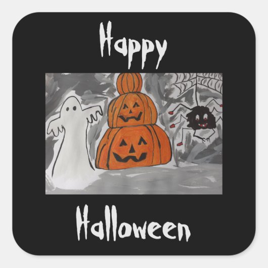 Happy Halloween Vierkante Sticker (Voorkant)
