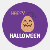 Happy Halloween Violet Pumpkin-Sticker rond het et Ronde Sticker (Voorkant)
