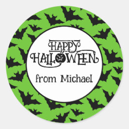 Happy Halloween vleermuizen groen zwart spooky Jou Ronde Sticker