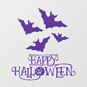Happy Halloween vleermuizen paarse cool spooky Raamsticker (Vel)