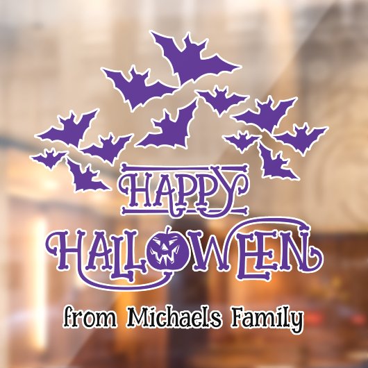 Happy Halloween vleermuizen paarse cool spooky Raamsticker (Vel 2)