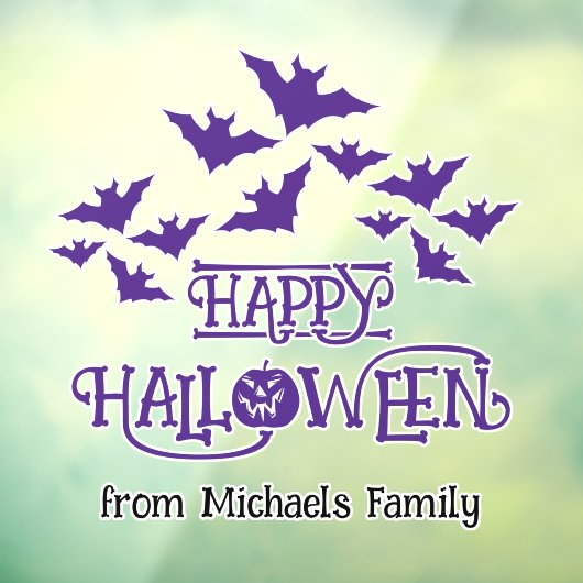 Happy Halloween vleermuizen paarse cool spooky Raamsticker (Vel 3)