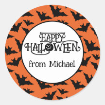 Happy Halloween vleermuizen sinaasappel zwart spoo