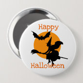 Happy Halloween-vliegende heks en Bat Ronde Button 4,0 Cm (Voorkant /achterkant)