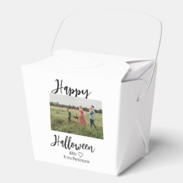 Happy Halloween voeg familienaam foto toe zwart si Bedankdoosjes