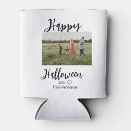 Happy Halloween voeg familienaam foto toe zwart si Blikjeskoeler