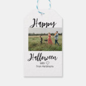 Happy Halloween voeg familienaam foto toe zwart si Cadeaulabel (Achterkant)