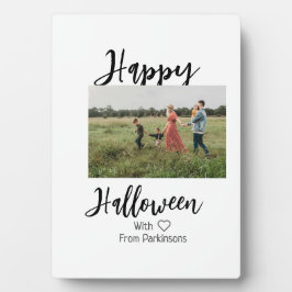 Happy Halloween voeg familienaam foto toe zwart si Fotoplaat