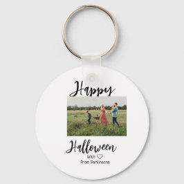 Happy Halloween voeg familienaam foto toe zwart si Sleutelhanger