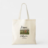 Happy Halloween voeg familienaam foto toe zwart si Tote Bag (Achterkant)