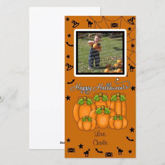 Happy Halloween (voeg je foto en tekst toe) Feestdagenkaart (Voorkant / Achterkant)