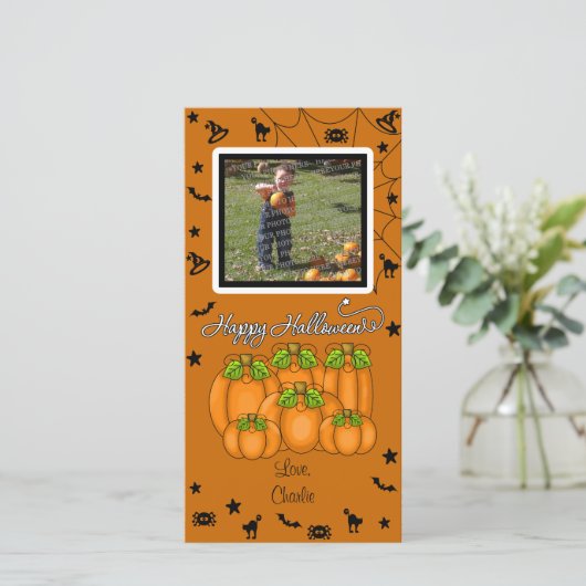 Happy Halloween (voeg je foto en tekst toe) Feestdagenkaart (Staand voorkant)