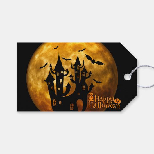Happy Halloween (volledige maan) Cadeaulabel (Voorkant (Horizontaal))