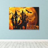 Happy Halloween (volledige maan) Canvas Afdruk (Insitu (Houten vloer))