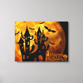 Happy Halloween (volledige maan) Canvas Afdruk