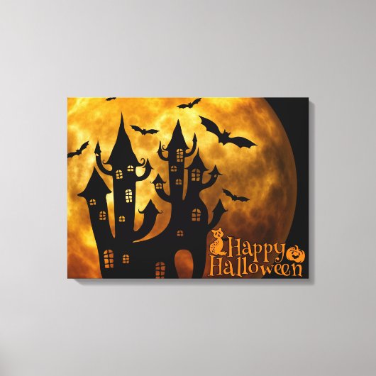 Happy Halloween (volledige maan) Canvas Afdruk (Voorkant)