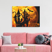 Happy Halloween (volledige maan) Canvas Afdruk (Insitu (Woonkamer))