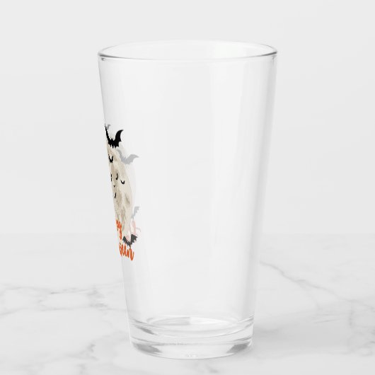 Happy Halloween - Volledige maan en vleermuizen Glas (Links)