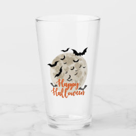 Happy Halloween - Volledige maan en vleermuizen Glas