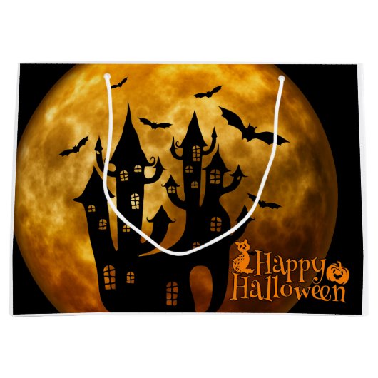 Happy Halloween (volledige maan) Groot Cadeauzakje (Voorkant)
