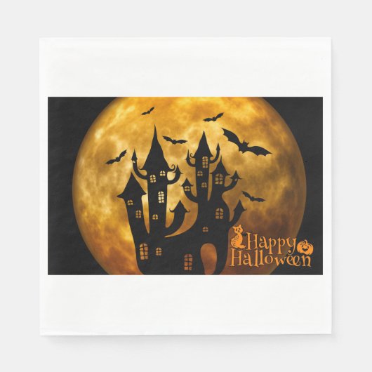 Happy Halloween (volledige maan) Servet (Voorkant)