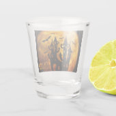 Happy Halloween (volledige maan) Shot Glas (Achterkant)