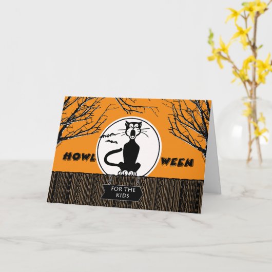 Happy Halloween voor de Kinderen, Scaredy Cat Kaart (Gele Bloem)