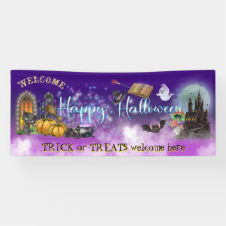 Happy Halloween voor kinderen truc of treads welko Spandoek
