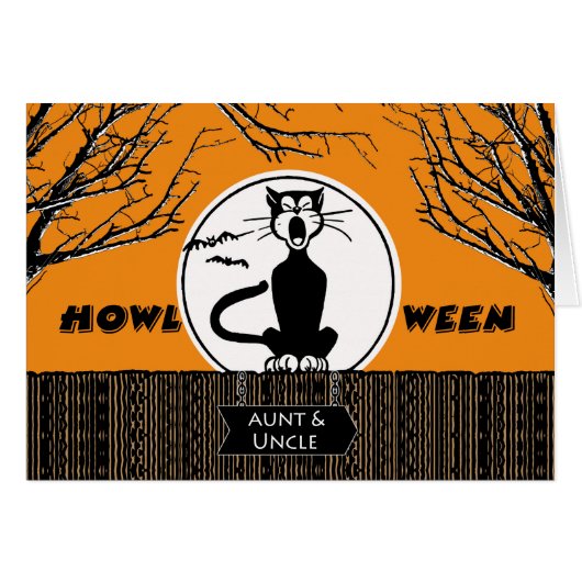 Happy Halloween voor tante en oom, Scaredy Cat (Voorkant Horizontaal)