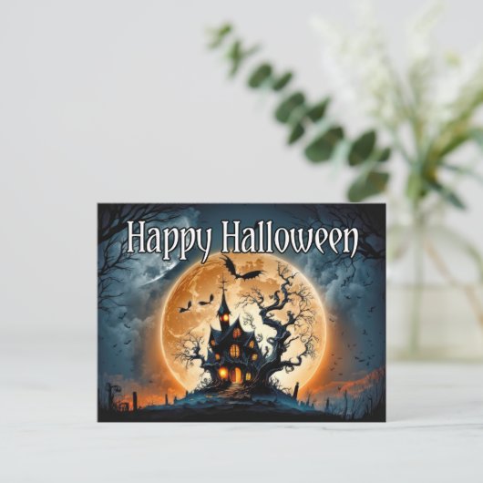 Happy Halloween | Vreselijk spookhuis Briefkaart (Staand voorkant)