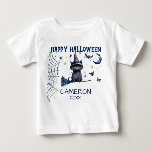 Happy Halloween Waterverf Cat - Baby T-shirt (Voorkant)